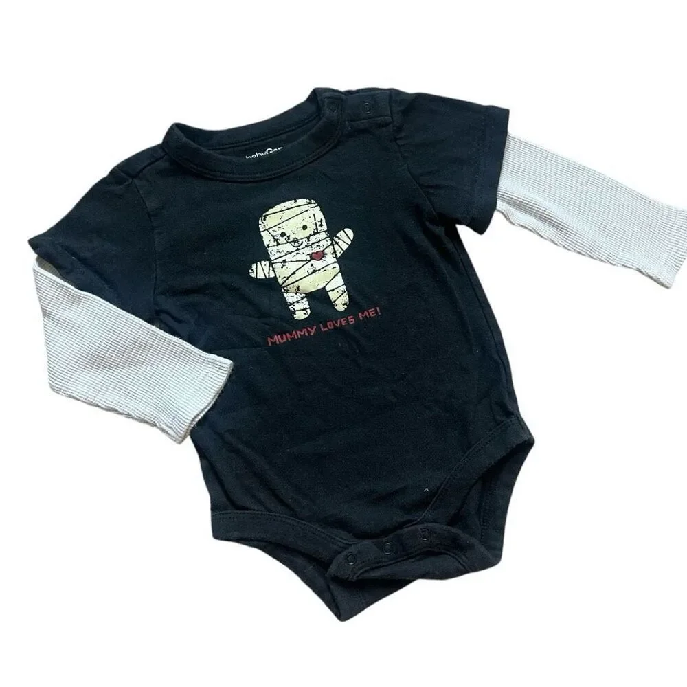 Baby Gap Unisex Mummy Loves Me Halloween Layered Look Bodysuit - Sz 12-18 mo
